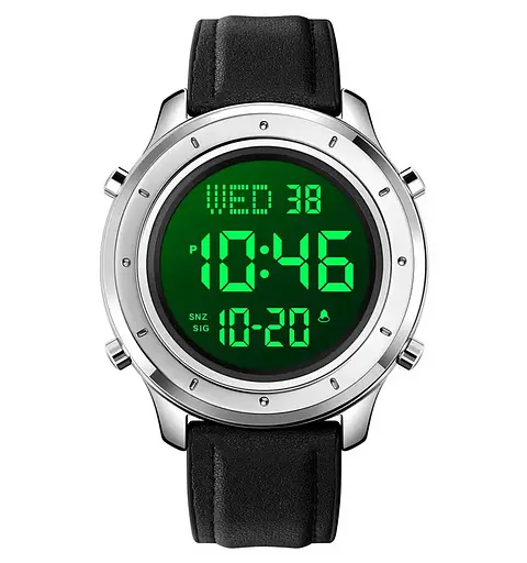 Чоловічий наручний електронний годинник Skmei 1864 (Сріблястий з чорним циферблатом) - фото 3