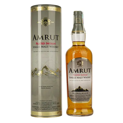 Виски Amrut Peated Indian Single Malt, 46%, 0,7 л, подарочная упаковка, - фото 1