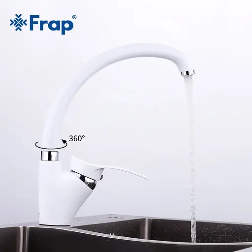 Смеситель для кухни U гайка Ø40 белый Frap 1/10 F4101-12 (F41) Белый - фото 2