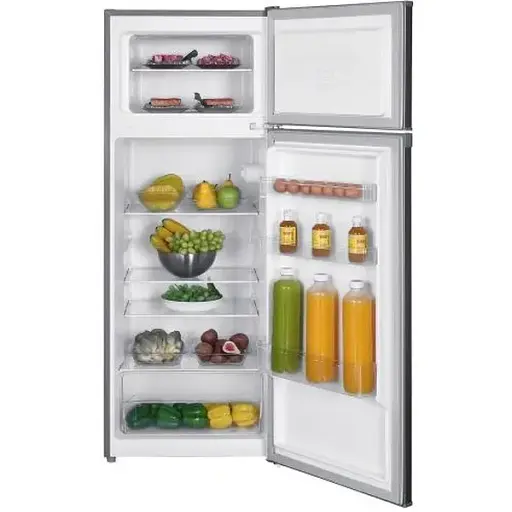 Холодильник Holmer HTF 043SS Grey двухкамерный общий объем 209L полезный объем 168L/37L А+ 143х54.5х58 см - фото 2