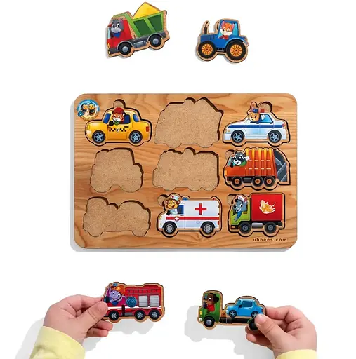 Деревянный пазл-вкладыш "Транспорт" Ubee 9 элементов ПСД130