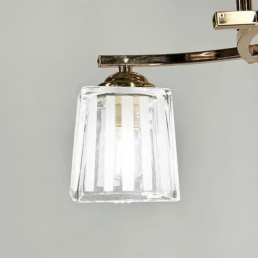 Стельовий золотий світильник на 5 білих плафонів Ø 45 см | Арт. 91173/5 FGD | Line F - фото 3