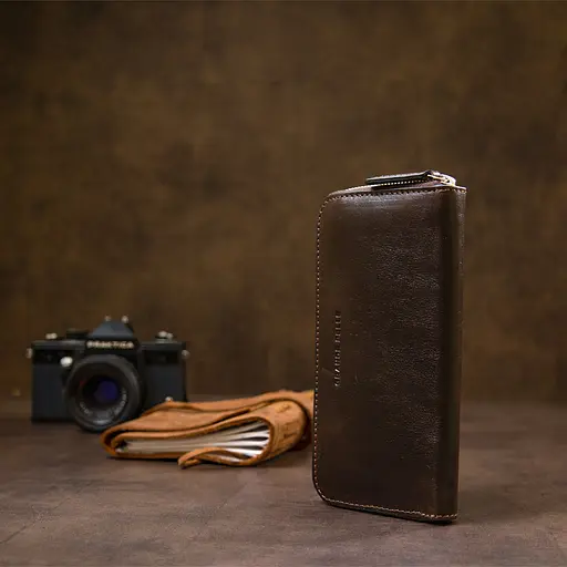 Женское кожаное портмоне Grande Pelle 10х19.5х2 см acs0018758 - фото 5