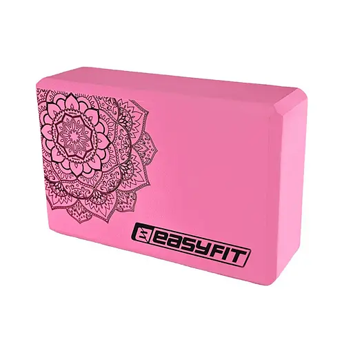 Блок для йоги з малюнком EasyFit EF-1819-P, EVA, рожевий - фото 1