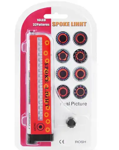 Велосипедная разноцветная светодиодная подсветка колес велосипеда Spoke light 16 LED 32 вело узора - фото 10