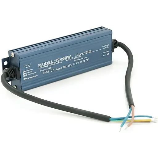 Импульсный блок питания герметичный Voltronic (Led Converter) 12V 60W, IP67, 152х21х44 мм, Box - фото 1