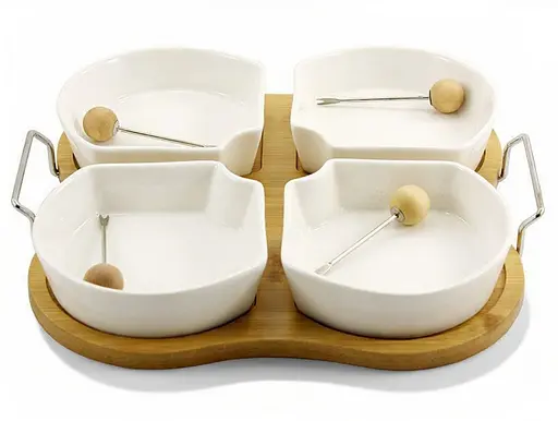 Менажниця порцелянова на підставці зі шпажками Grazie 4 секції 28 см (PJ01579) - фото 2