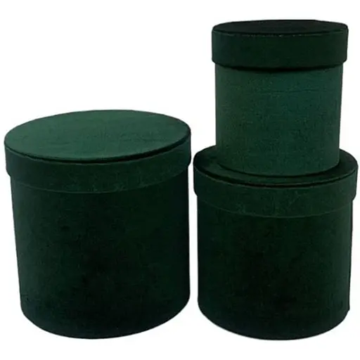 Набір подарункових коробок UFO W2907 Velvet green круглі 3 шт. (W2907 Набор 3 шт VELVET GREEN кр)
