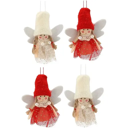 Украшение-подвеска Chomik Фея 6 см красно-бежевая 4 шт. (TIA0133)