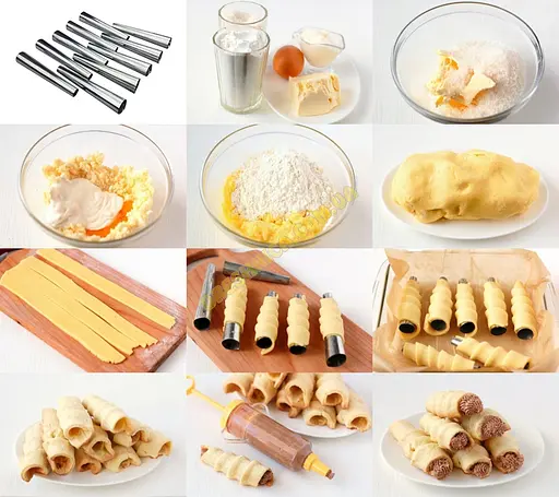 Кондитерські конуси для випічки трубочок «Каннолі» 100 мм (10 штук), Master Class Металлик 82768 - фото 3