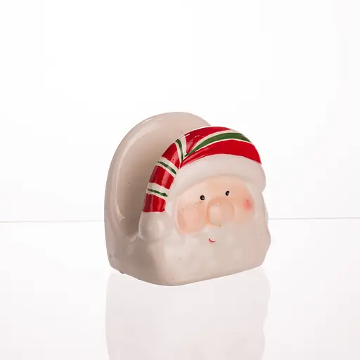 Серветниця Yiwu на стіл новорічна кухонна Santa Ø15 см порцелянова CR-1-37 - фото 3