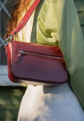 Жіноча шкіряна сумка Molly бордова - фото 5