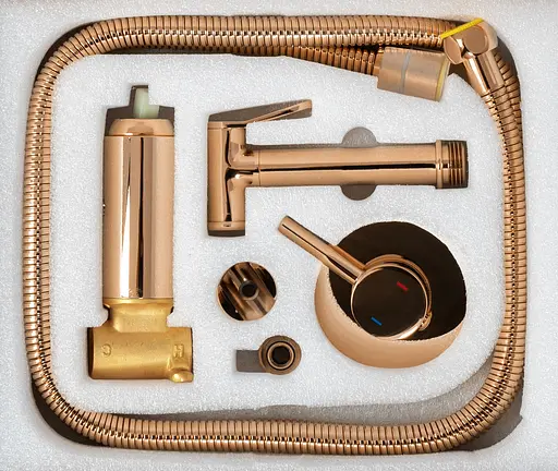 Набір гігієнічного душу прихованого монтажу Rea Loop rose gold REA -B6523, Теплий захід сонця - фото 3