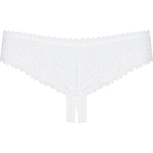 Мереживні трусики з доступом Obsessive Alabastra S/M, білий - фото 2