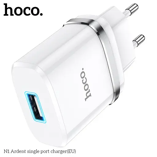 Зарядний пристрій Hoco Ardent single port charger N1 1 USB 12 W білий - фото 4