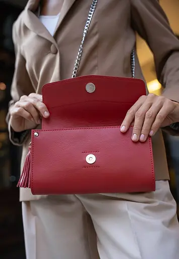 Жіноча шкіряна сумка Еліс червона Краст - фото 7