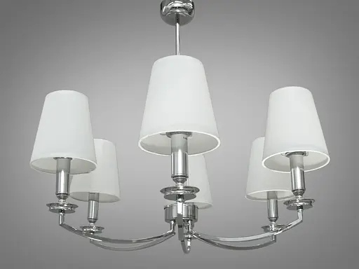 Экстравагантная, современная люстра с тканевыми абажурами на шесть рожков, - фото 1