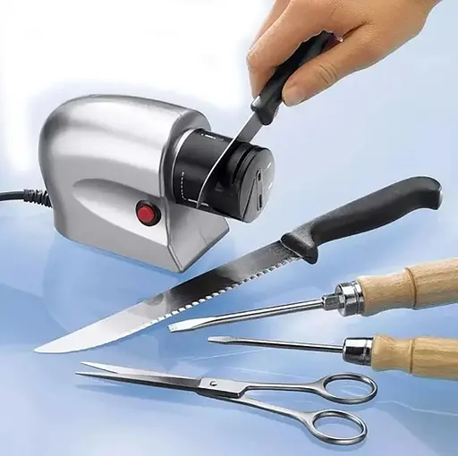 Електрична точилка для заточування ножів та ножиць ELECTRIC SHARPENER Silver, Kitchen Master Сірий 86963 - фото 9