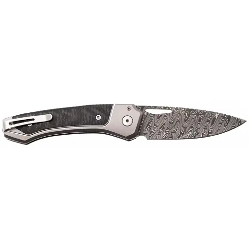Ніж Lionsteel Twain Damascus Titanium Carbon Fiber Gray - фото 2