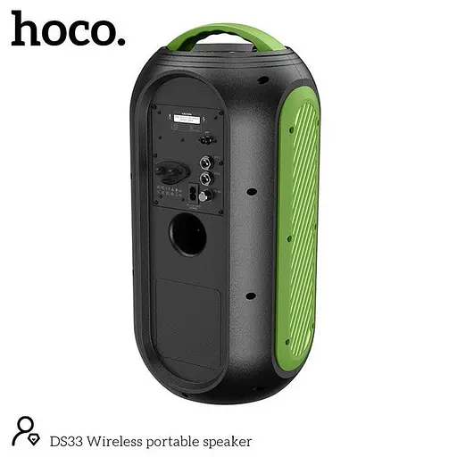 Портативная Вluetooth колонка Hoco DS33 Акустика-караоке с микрофоном и пультом 30Вт 4500 мАч Черный/Зеленый - фото 4