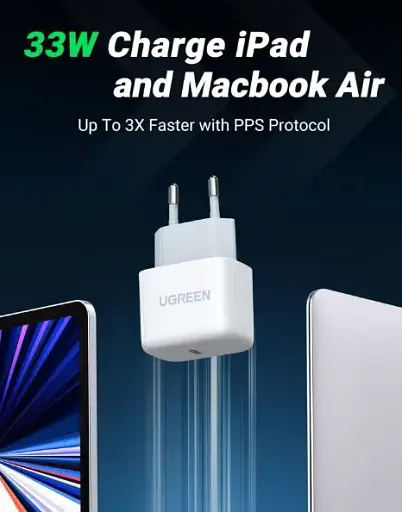 Зарядное устройство для Ugreen CD272 33W PD3.0 QC4.0 Smart Fast Charger белый - фото 2