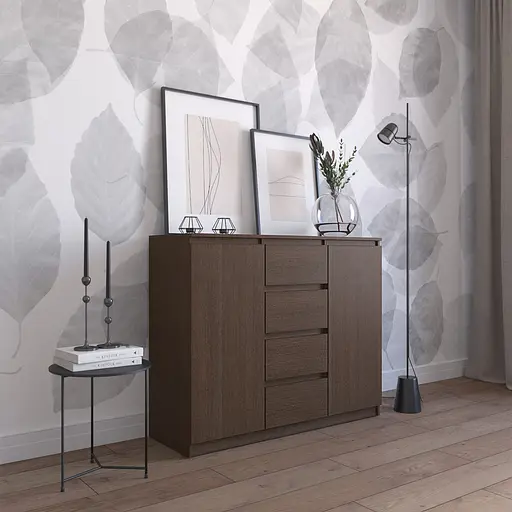 Комод Vays R-11 Білий, 4 шухляди та 2 відділення з полицями, без ручок, ЛДСП, 120×40×98 см - для спальні, вітальні, передпокою