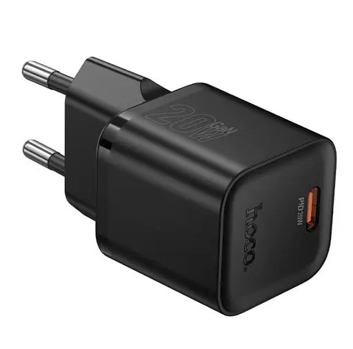 Сетевое зарядное устройство Hoco N64 Ingenious single port PD20W charger(EU) Черный - фото 1