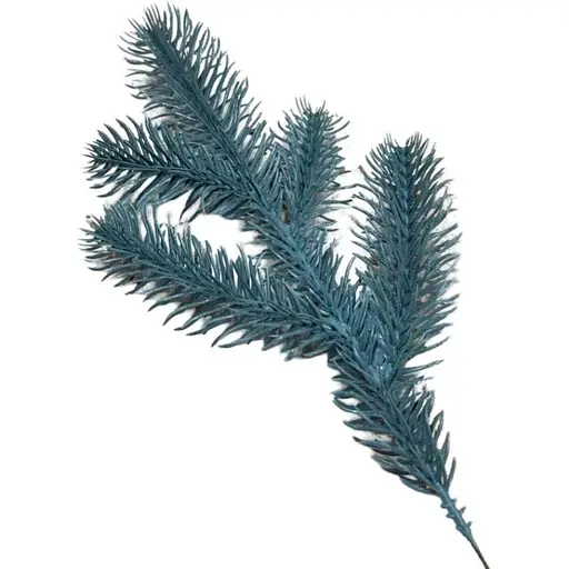 Декоративная ветка 34см Искусственные материалы для декора и флористики с литым эффектом хвои Голубая - фото 1