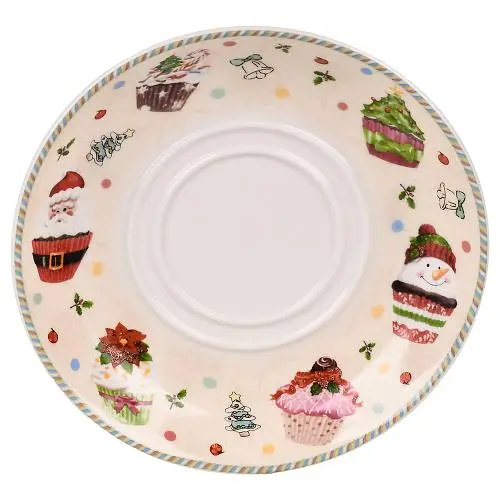 Кавовий набір із блюдцями Різдво кераміка в подарунковій коробці 160 мл Бежевий 2 чашки - фото 2