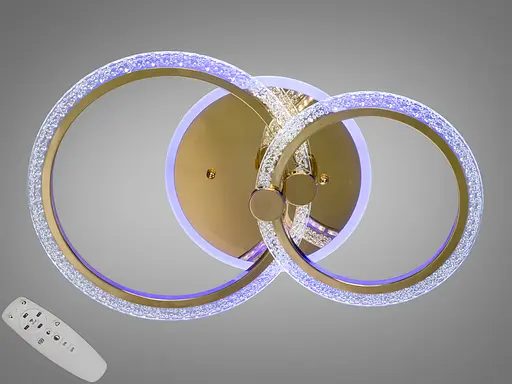 LED люстра с пультом, диммером и цветной подсветкой, 55W, золото - фото 1