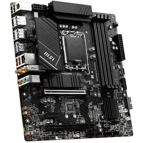 Материнська плата MSI PRO LGA1700, B760M-A WIFI DDR4, B760, 4xDDR4, Int.Video(CPU), 4xSATA3, 2xM.2, 2xPCI-E 16x 4.0, 1xPCI-E 1x 3.0, ALC897, RTL8125BG, WiFi6, Bluetooth 5.3, 9xUSB3.2/6xUSB2.0, 2xHDMI/2xDP, MicroATX - фото 3