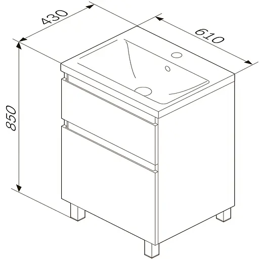 Тумба з умивальником AM.PM Hit підлогова 60 см білий M93A-FSX0602-WC0602WG38 Білий - фото 11