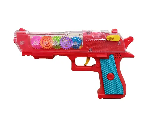 Пістолет 0307 на батарейках, світло, звук, в коробці (6990279410010) Червоний - фото 1