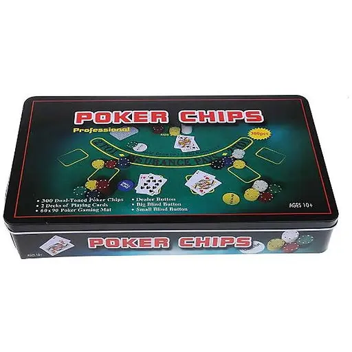 Настольная игра International Toys Trading LTD Покерный набор 300 фишек без номинала + сукно (жестяная коробка) (IG-3007) - фото 1