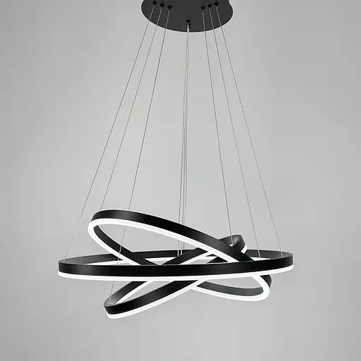 Подвесная люстра в черном корпусе на три кольца 60, 50 и 40 см Ст. MJ 93-600+500+400 BK Line F - фото 4