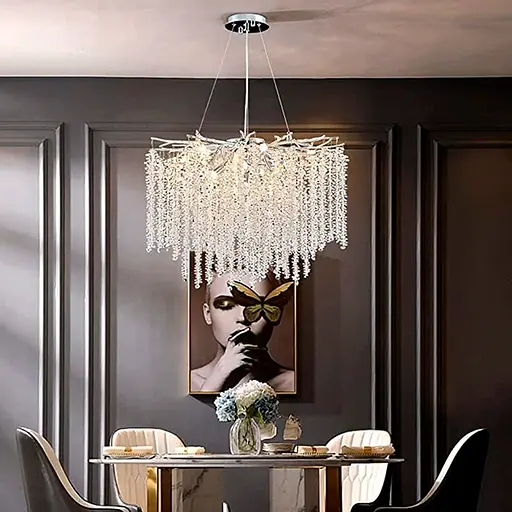 Изысканная серебряная подвесная люстра с хрустальными камнями Ø 60 см | Ст. 33001-600 CH | Line F - фото 1