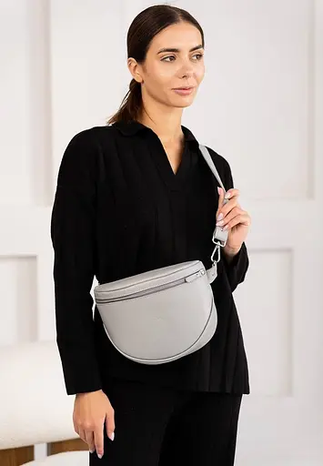Шкіряна сумка поясна-кроссбоді Vacation сірий краст - фото 8