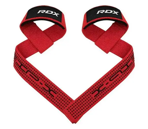 Лямки для тяги RDX S4 Gym Cotton Gel Straps Red Plus (WAC-S4R+) - фото 1