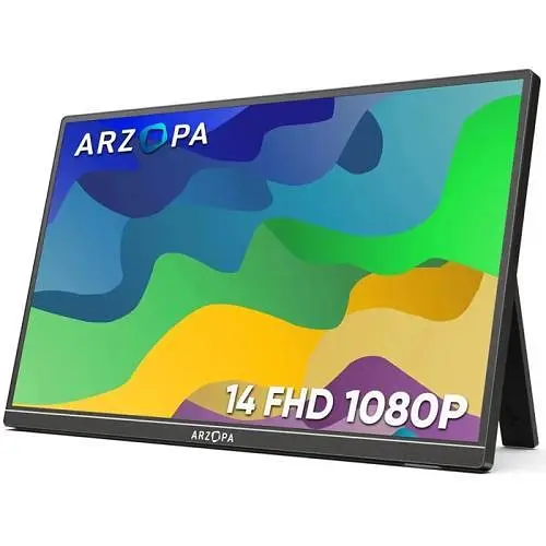 Монітор 14" Arzopa A1S WLED, IPS, 1920x1080, 16:9, 5 мс, 60 Гц, 250 кд/м², 800:1, 178°/178°, 2xType-C/ mini-HDMI чорний - фото 1