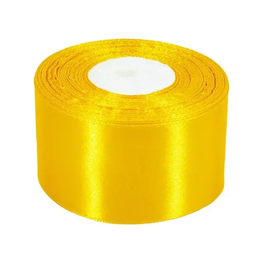 Атласна стрічка для рукоділля Bambi АБ-504, 5 см x 23 м, Жовтий - фото 1