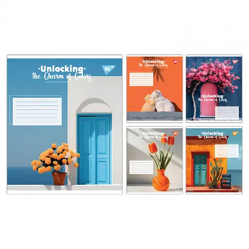 Зошити учнівські 96 аркушів лінія Yes Charm of Colors, 5 шт. в упаковці