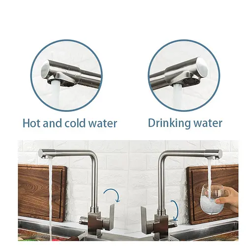 Смеситель для кухни на две воды Wezer PRO4C-02 нержавеющая сталь - фото 3