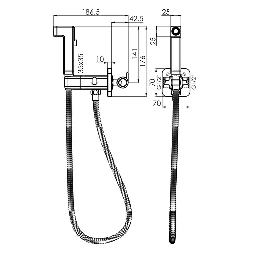 Набор гигиенического душа скрытого монтажа Imprese Violik black matt f03710810AA, Черный матовый - фото 2