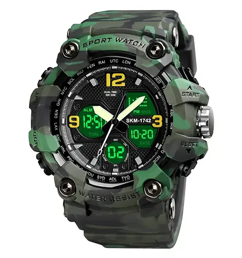 Чоловічий спортивний наручний годинник Skmei 1742 Hamlet (Зелений камуфляж) - фото 2