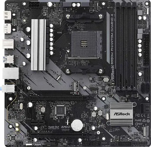 Материнская плата AsRock B550M Phantom Gaming 4 (B550M Phantom Gaming 4) (Socket AM4, AMD B550, Micro-ATX) - фото 1