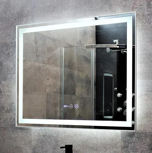 Дзеркало Dusel DE-M0061S1 Silver 75x100 см з годинником, Сірий - фото 1