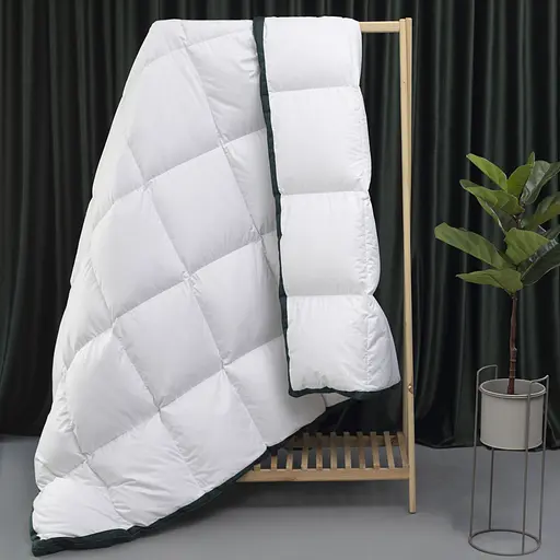 Одеяло пуховое MirSon Imperial Delight, летнее, 215х155 см, белое с зеленым кантом - фото 30