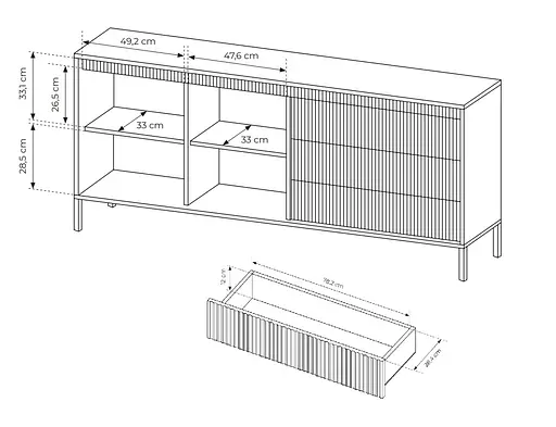 Комод Perfect Home Сенсо / Senso 2-дверний з 3 шухлядами 2D3S/187 Чорний (PFH-091136) - фото 4
