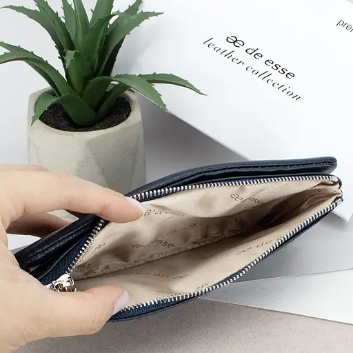 Гаманець жіночий шкіряний De Esse LC89008-F9947 на магнітах темно-синій - фото 7