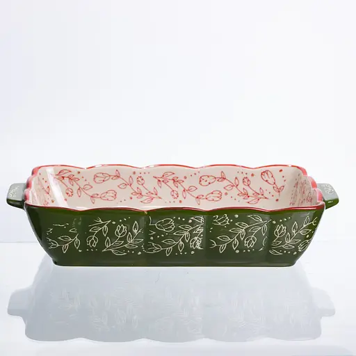 Форма для випікання Vintage 28×17×5 (см) прямокутна форма для випікання в духовці з ручками Зелений Yiwu HM05-10 - фото 8